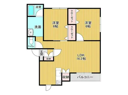 モンブラン7(2LDK/1階)の間取り写真