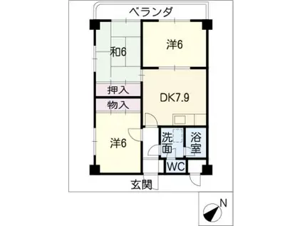 サリテールモリ(3DK/4階)の間取り写真