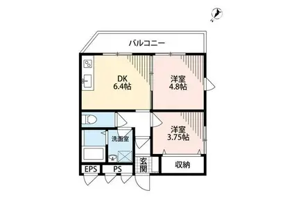 ダイヤモンドクレスト南柏(2DK/2階)の間取り写真