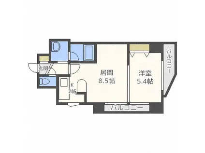 ノースアージュ中島公園(1LDK/4階)の間取り写真