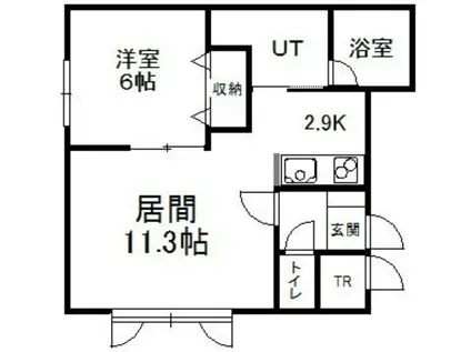 ジェニー A(1LDK/2階)の間取り写真