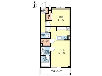フェルトベルク(1LDK/1階)の間取り写真