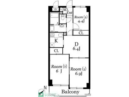 エルシー弐番館(3DK/3階)の間取り写真