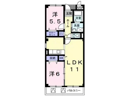 サンパティーク・ジャン(2LDK/3階)の間取り写真