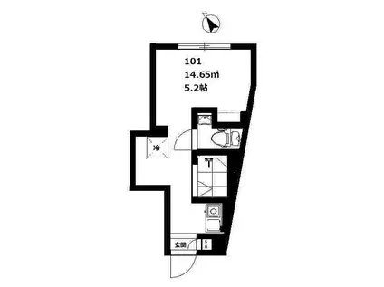 プラージュ蒲田(ワンルーム/1階)の間取り写真