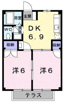 サンライズ大東(2DK/1階)の間取り写真
