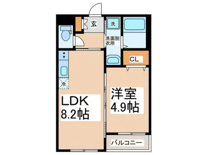 SUN GARDEN 元町(1LDK/3階)の間取り写真
