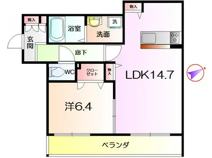 ALBERGO三国ヶ丘(1LDK/3階)の間取り写真