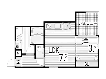 ブロンテ垂水海岸通イースト(1DK/1階)の間取り写真