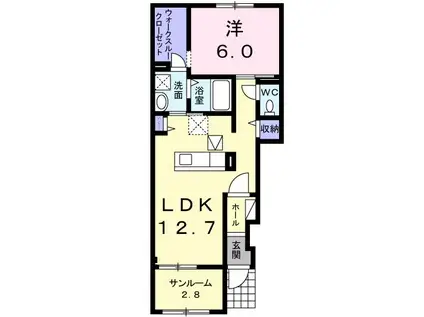 エテルノ アルバ(1LDK/1階)の間取り写真