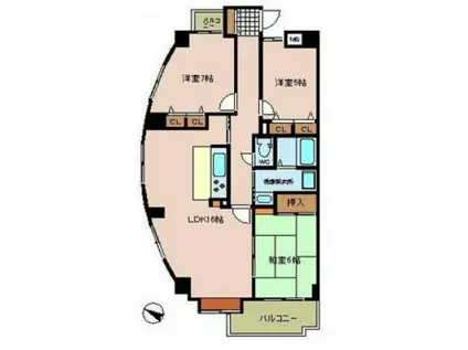 シーブリーズ東原弐番館(3LDK/8階)の間取り写真