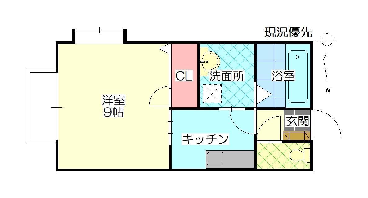 サニーヒルコーポA(1K/1階)の間取り写真