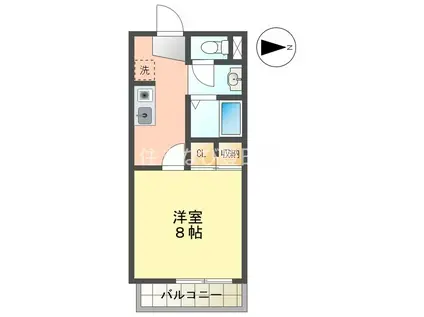 プランドール(1K/2階)の間取り写真