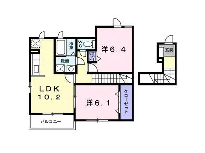 サンヒルズB(2LDK/2階)の間取り写真