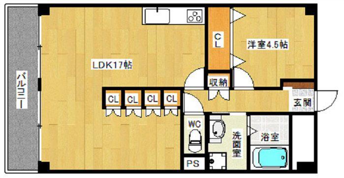 若草ハイツ(1LDK/5階)の間取り写真