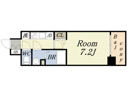 MELDIA CREST 大阪ベイSOL TERRACE(1K/7階)の間取り写真