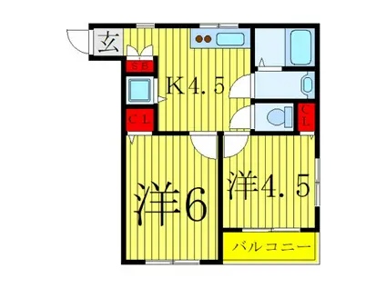 山本ハイツ(2K/3階)の間取り写真