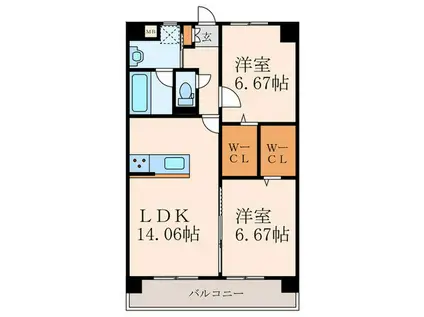 KSK中井コアプレイス(2LDK/4階)の間取り写真