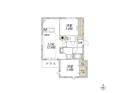 パストラル光が丘(2LDK/1階)の間取り写真