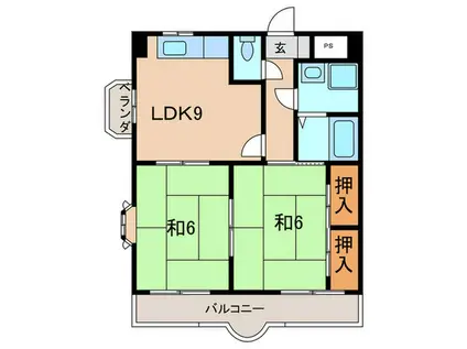 南清水レジデンス(2LDK/2階)の間取り写真