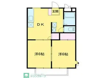 サンライフヒルズI(2DK/2階)の間取り写真