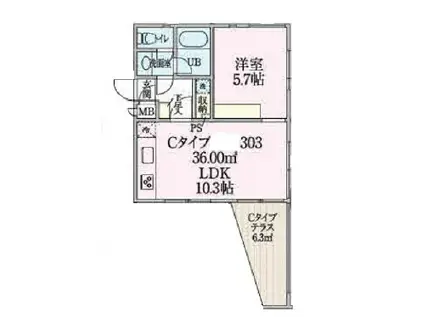 BRANCH(1LDK/1階)の間取り写真