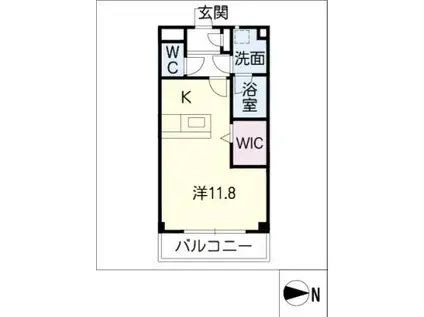 カルディアス大岩 A(1K/1階)の間取り写真