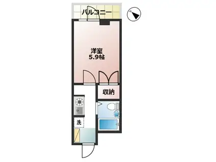 HMフラット(1K/3階)の間取り写真