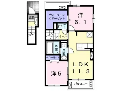 メゾン・ベル II(2LDK/2階)の間取り写真