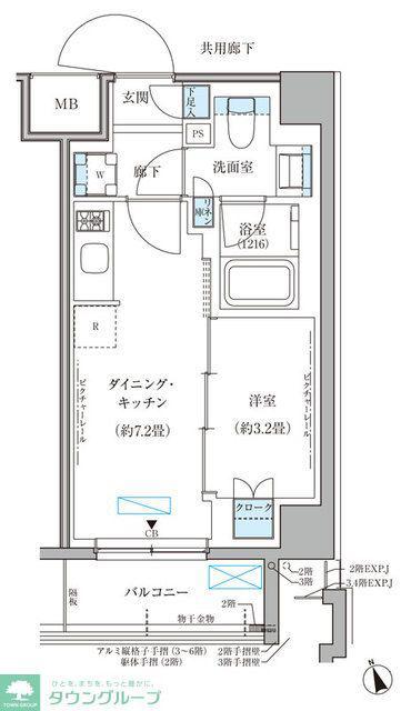 パークアクシス文京本郷(1DK/2階)の間取り写真
