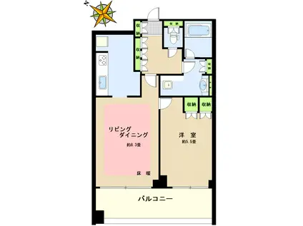 パークコート文京小石川ザ・タワー(1LDK/11階)の間取り写真