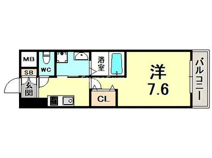 エスリード神戸三宮パークビュー(1K/3階)の間取り写真