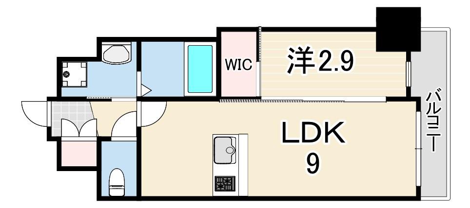 スワンズシティ神戸湊川2(1LDK/13階)の間取り写真
