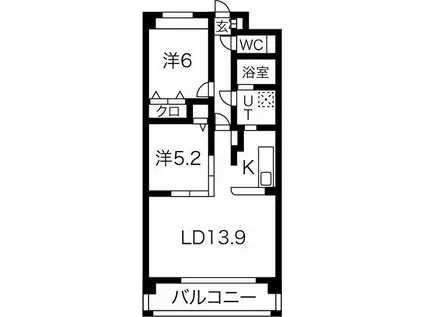 フォルテ茶屋ヶ坂(2LDK/5階)の間取り写真