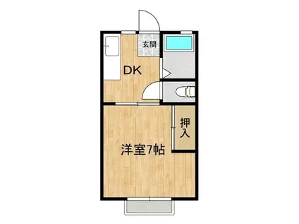 ファミーユ北条(1DK/1階)の間取り写真