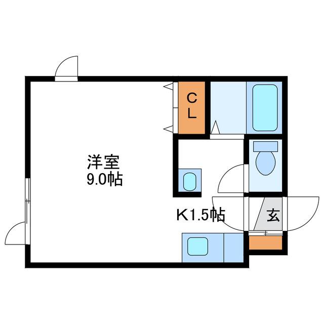 メープルN13(1K/1階)の間取り写真