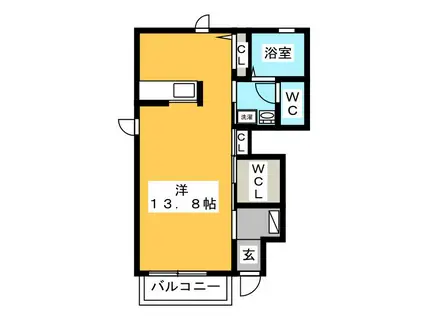 ハッピー8 G(ワンルーム/1階)の間取り写真