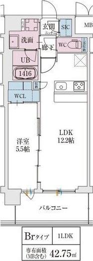 スプランディッド天王寺サウス(1LDK/3階)の間取り写真
