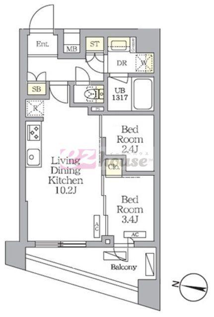 NOGATA RESIDENCE(2LDK/1階)の間取り写真