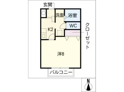 サン・FRIENDS北外山IIA(1K/2階)の間取り写真
