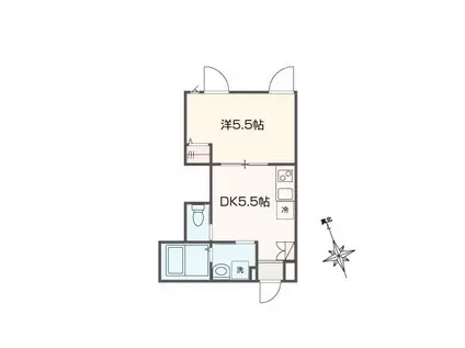 MELLAS久我山(1DK/1階)の間取り写真