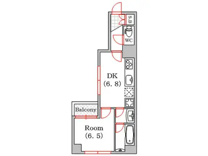 ZEUS桜川プレミアム(1DK/11階)の間取り写真