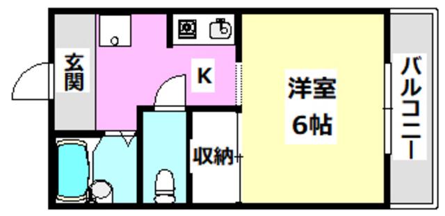 ハイツ由知(1K/2階)の間取り写真