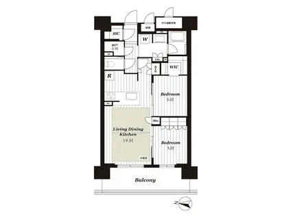 グランクレアいいねタウン瑞穂(2LDK/2階)の間取り写真