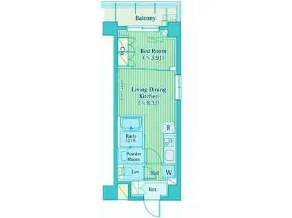 アヴォルトフェリーチェ蒲田サウス(1LDK/2階)の間取り写真