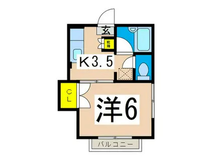 柴崎ハイツ(1K/2階)の間取り写真