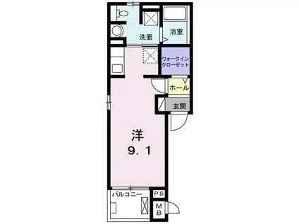 ウィーバー・ハウスII(ワンルーム/2階)の間取り写真