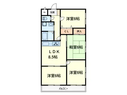 ダイアマンション西真上(4LDK/2階)の間取り写真