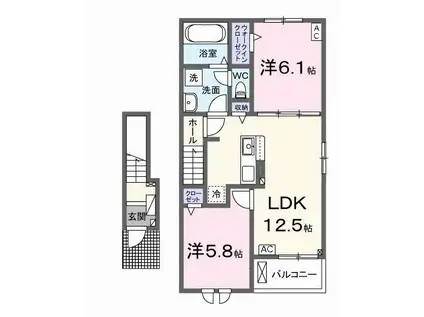 ル シエルA(2LDK/2階)の間取り写真