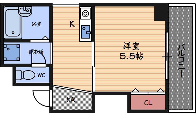 八幡 ハイツ(1K/3階)の間取り写真